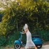 Blue Viscose Lace Midi Dress