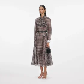 brown check chiffon midi dress 2 280x280 - Brown Check Chiffon Midi Dress