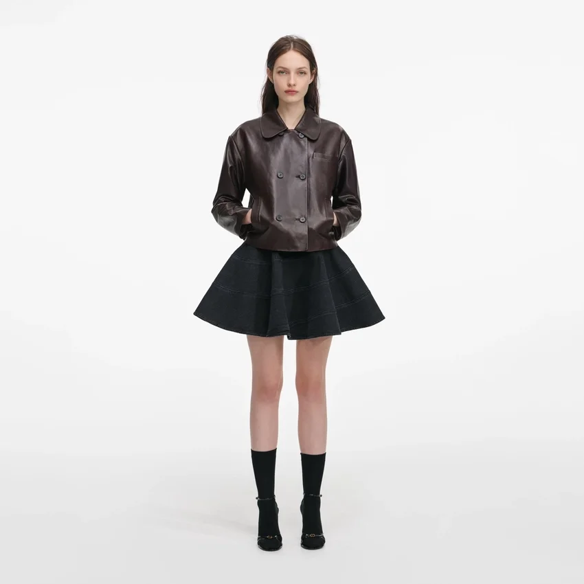 Brown Cropped Leather Jacket Brown Cropped Leather Jacket