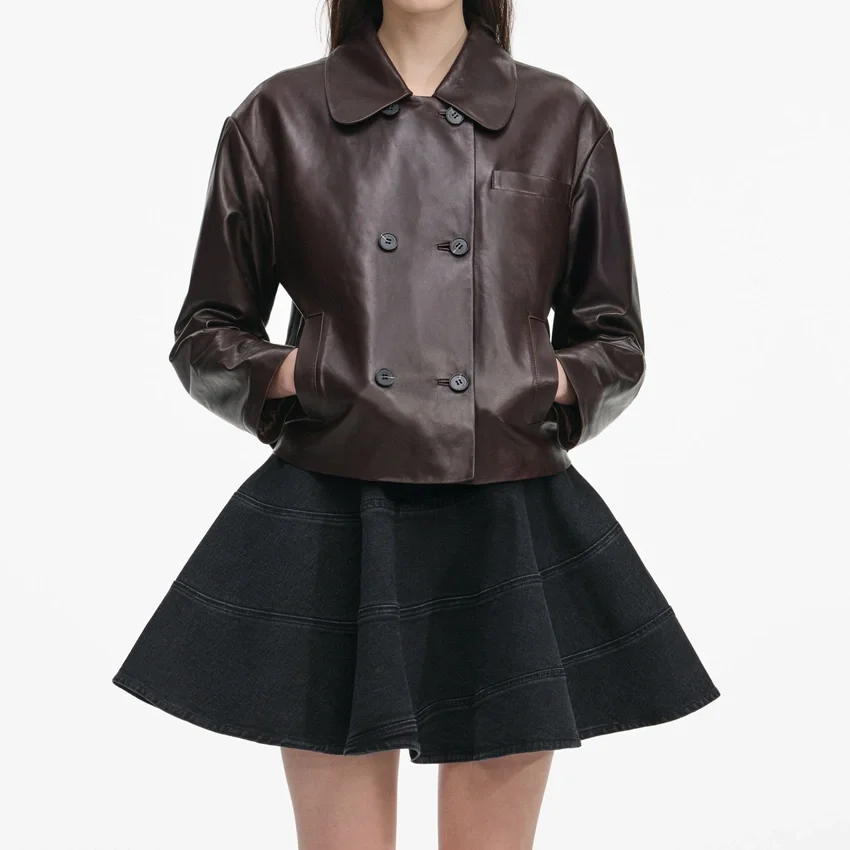 Brown Cropped Leather Jacket Brown Cropped Leather Jacket