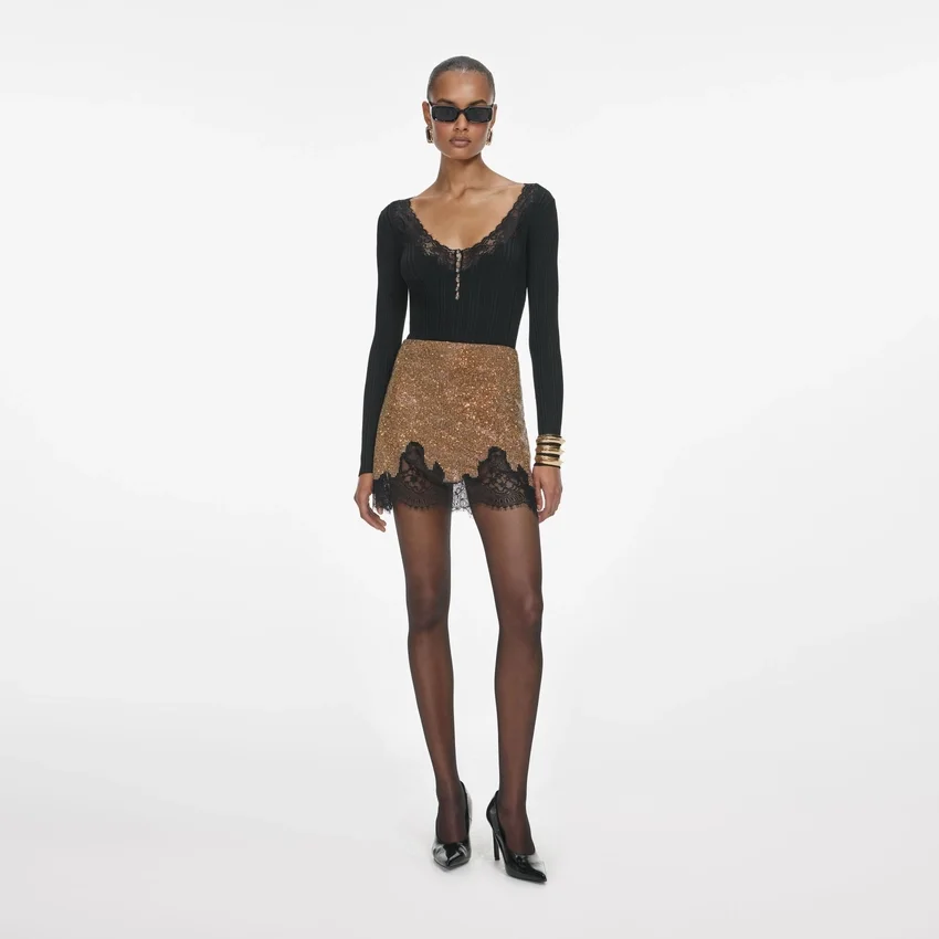 Brown Crystal Chainmail Mini Skirt Brown Crystal Chainmail Mini Skirt