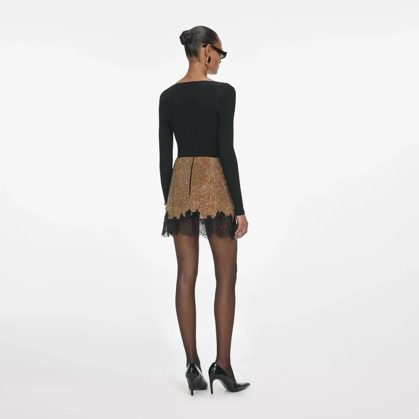 Brown Crystal Chainmail Mini Skirt Brown Crystal Chainmail Mini Skirt
