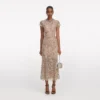 Champagne Sequin Embroidered Midi Dress