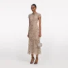 Champagne Sequin Embroidered Midi Dress