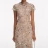 Champagne Sequin Embroidered Midi Dress