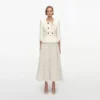 Cream 3D Flower Polka Dot Chiffon Midi Dress