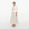 Cream 3D Flower Polka Dot Chiffon Midi Dress