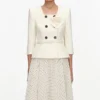 Cream 3D Flower Polka Dot Chiffon Midi Dress