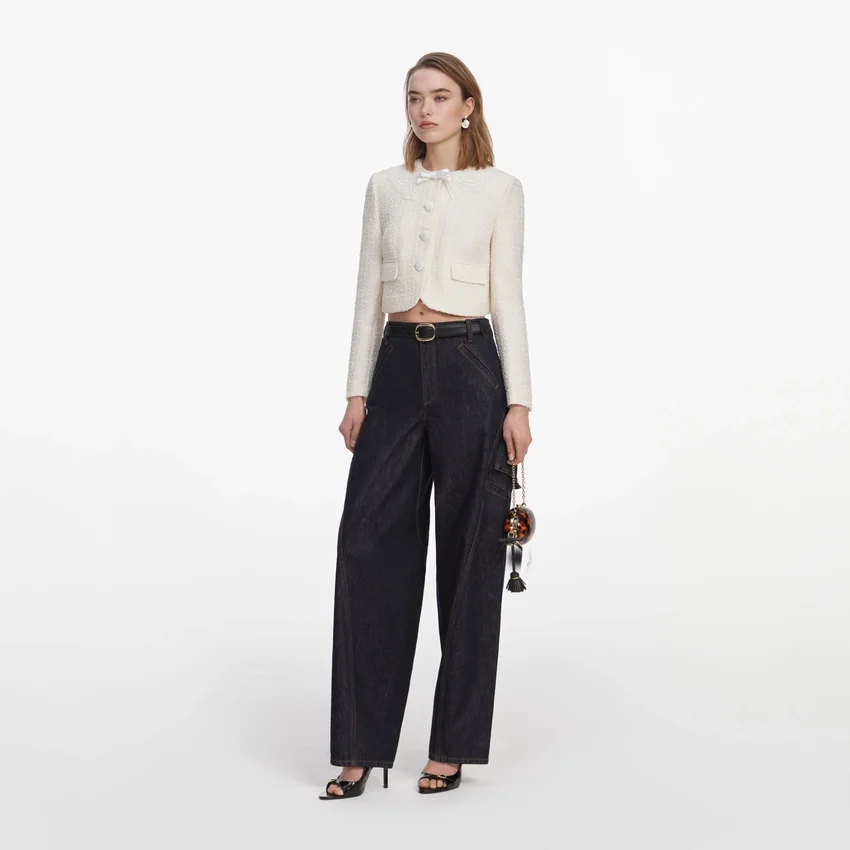 Cream Boucle Lace Collar Jacket Cream Boucle Lace Collar Jacket