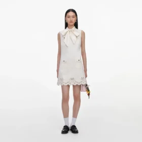 Cream Broderie Denim Mini Dress
