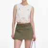 Cream Broderie Denim Top Cream Broderie Denim Top