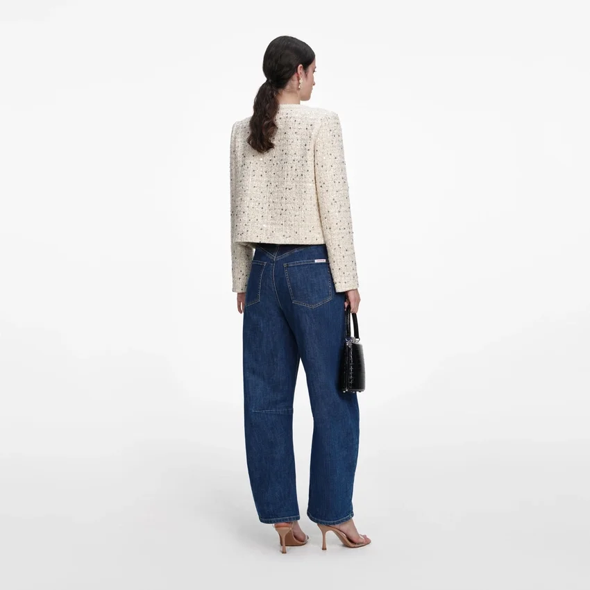 Cream Embellished Boucle Jacket Cream Embellished Boucle Jacket