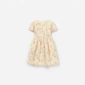Cream Embellished Flower Tulle Dress