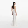 Cream Linen Blend Satin Maxi Dress