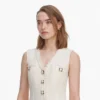 Cream Sleeveless Boucle Mini Dress