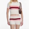Cream Stripe Viscose Knit Shorts Cream Stripe Viscose Knit Shorts