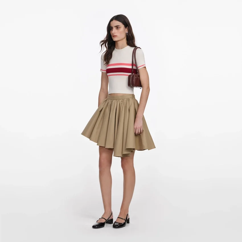 Cream Stripe Viscose Knit Top Cream Stripe Viscose Knit Top