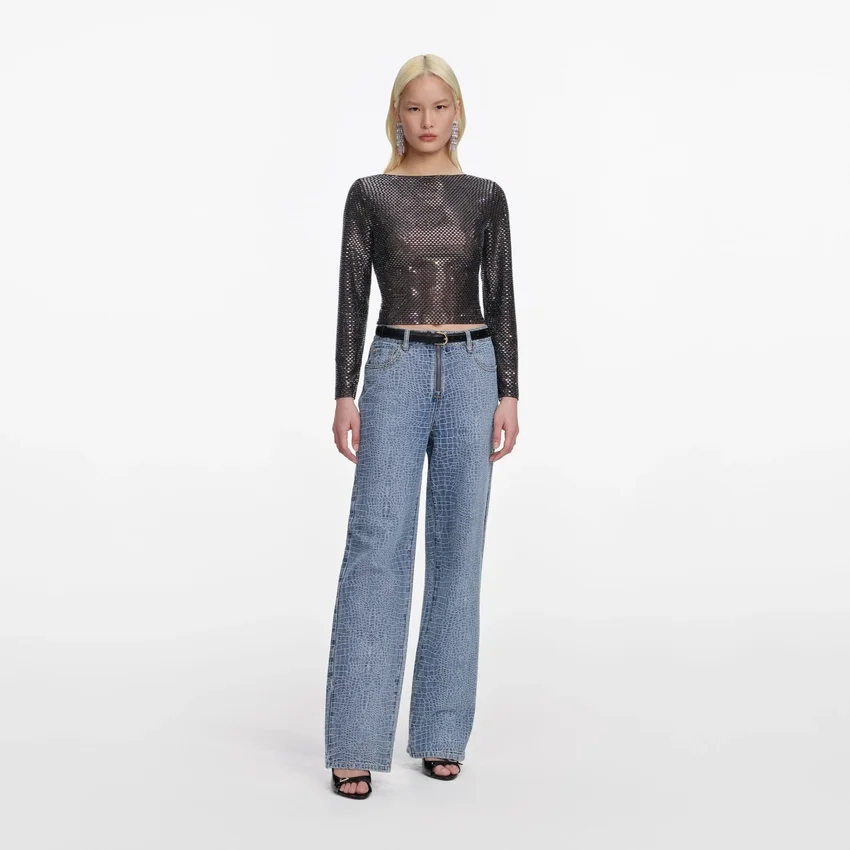 Croc Effect Straight Leg Jeans Croc Effect Straight Leg Jeans