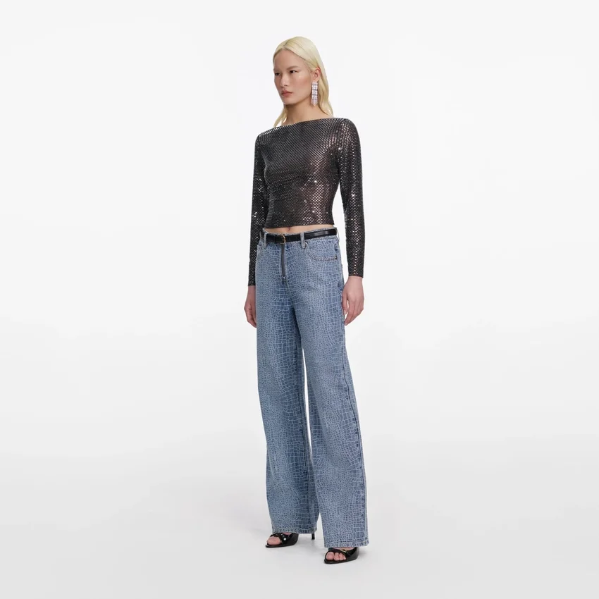 Croc Effect Straight Leg Jeans Croc Effect Straight Leg Jeans