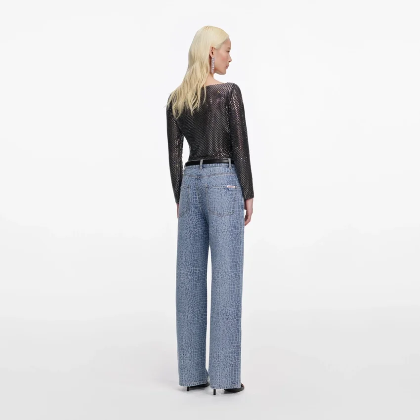 Croc Effect Straight Leg Jeans Croc Effect Straight Leg Jeans