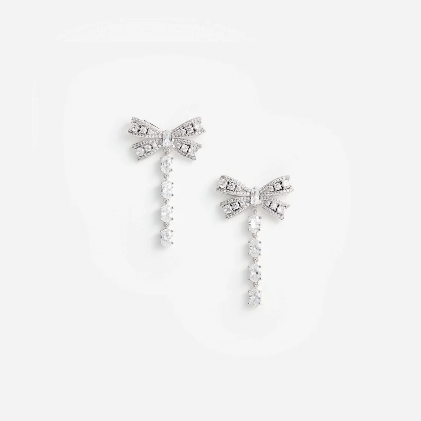 Crystal Bow Droplet Earrings Crystal Bow Droplet Earrings