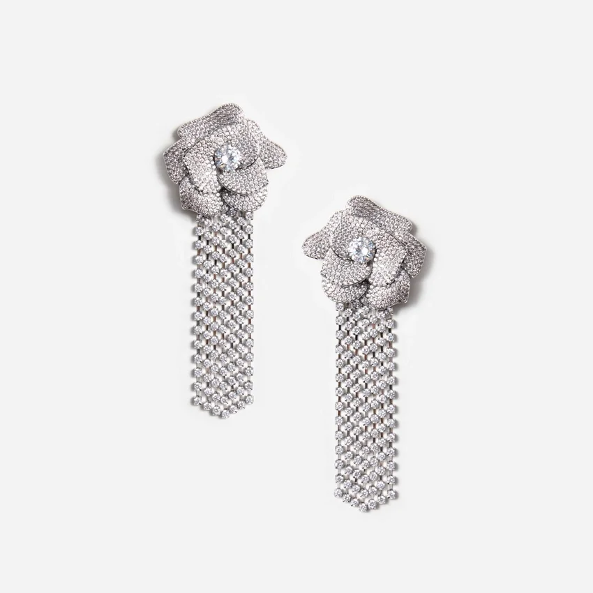 Crystal Flower Droplet Earrings Crystal Flower Droplet Earrings