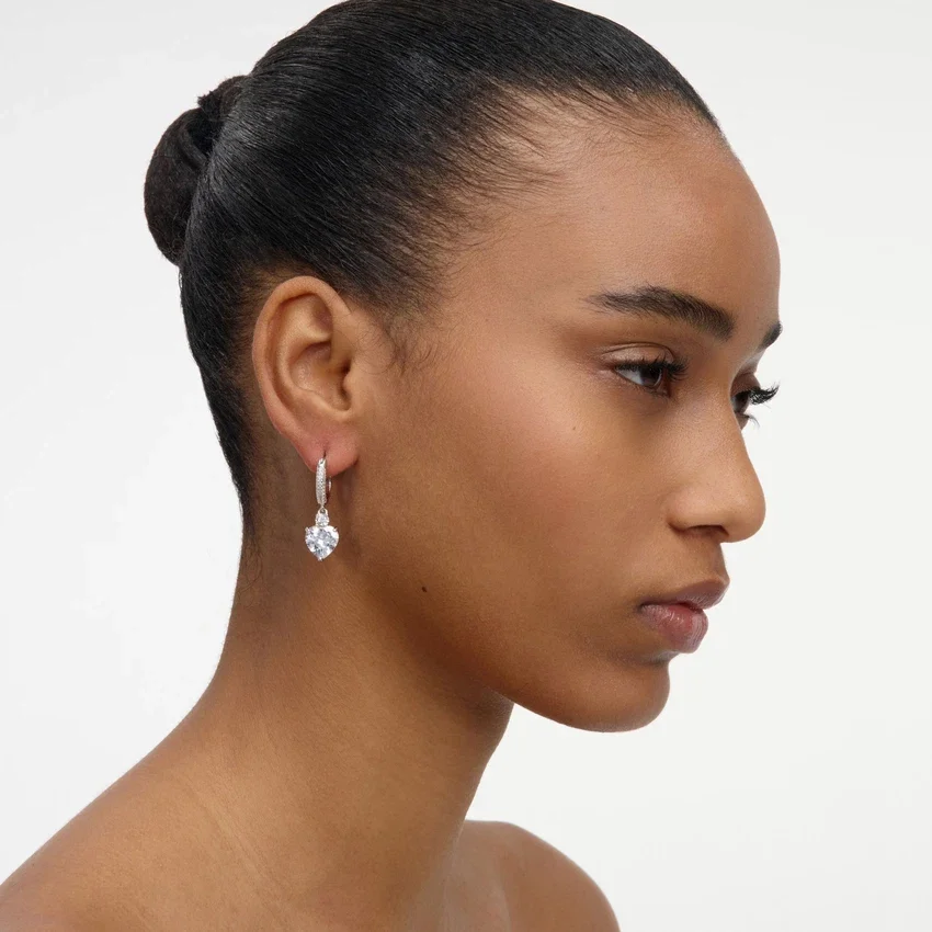 Crystal Heart Dangle Hoop Earring Crystal Heart Dangle Hoop Earring