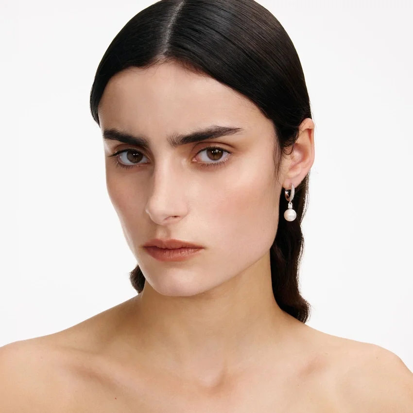 Crystal Pearl Drop Hoop Earrings Crystal Pearl Drop Hoop Earrings
