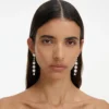 Crystal Pearl Tiered Drop Earrings Crystal Pearl Tiered Drop Earrings
