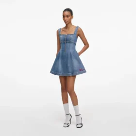 Denim Flared Logo Mini Dress