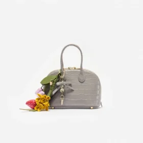 Embossed Leather Grey Mini Bag Embossed Leather Grey Mini Bag