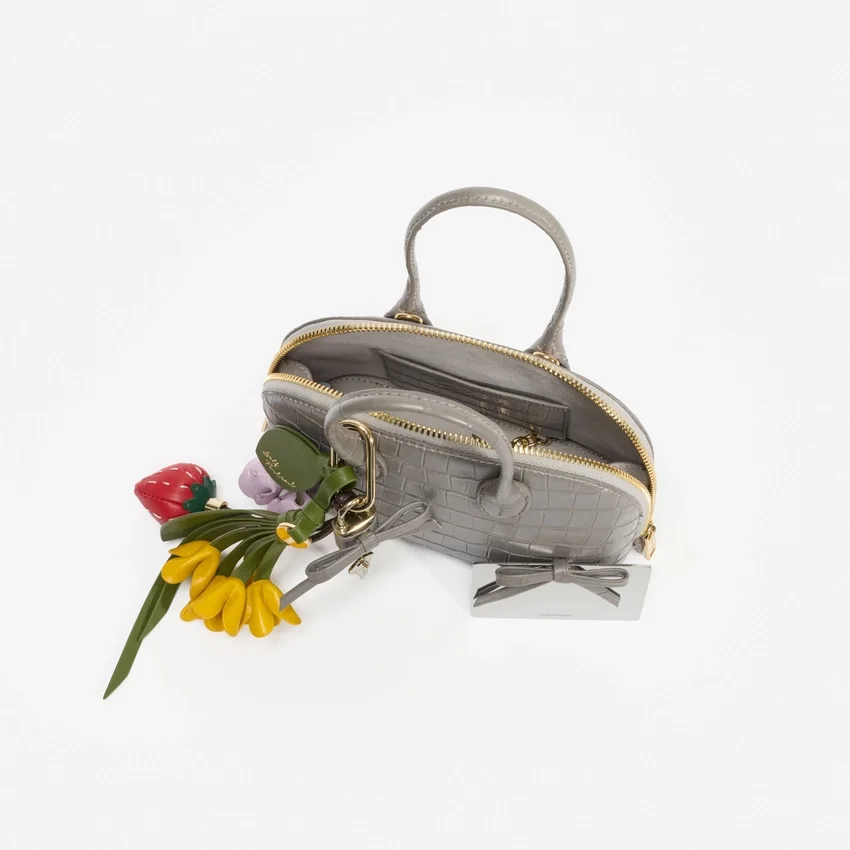 Embossed Leather Grey Mini Bag Embossed Leather Grey Mini Bag