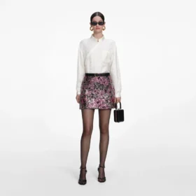 Floral Sequin Mini Skirt