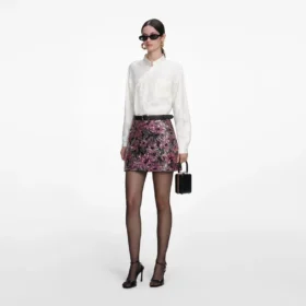 Floral Sequin Mini Skirt