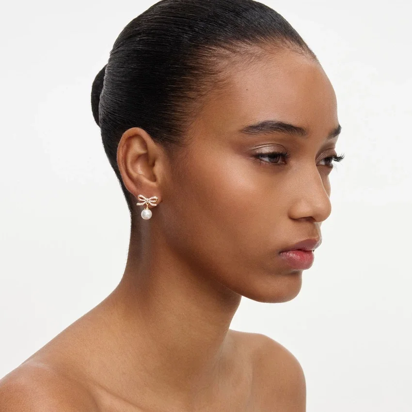 Gold Bow Pearl Earrings Gold Bow Pearl Earrings