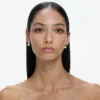 Gold Bow Pearl Jacket Earrings