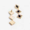 Gold Crystal Black Tiered Earrings
