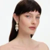 Gold Crystal Cluster Pearl Drop Earrings Gold Crystal Cluster Pearl Drop Earrings