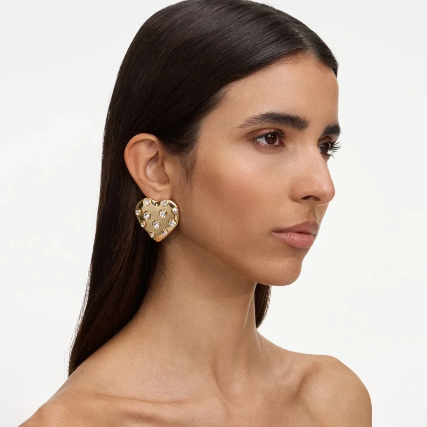 Gold Crystal Heart Earrings Gold Crystal Heart Earrings