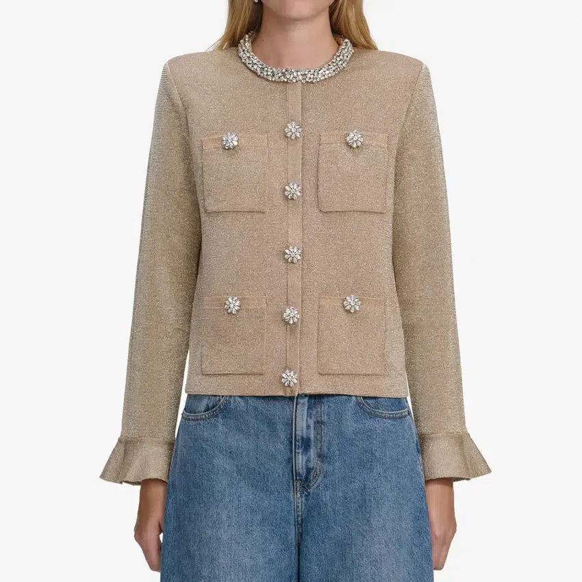 Gold Crystal Trim Cardigan Gold Crystal Trim Cardigan