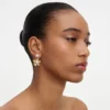 Gold Flower Pearl Jacket Earrings Gold Flower Pearl Jacket Earrings