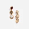 Gold Multi Three Tiered Earrings
