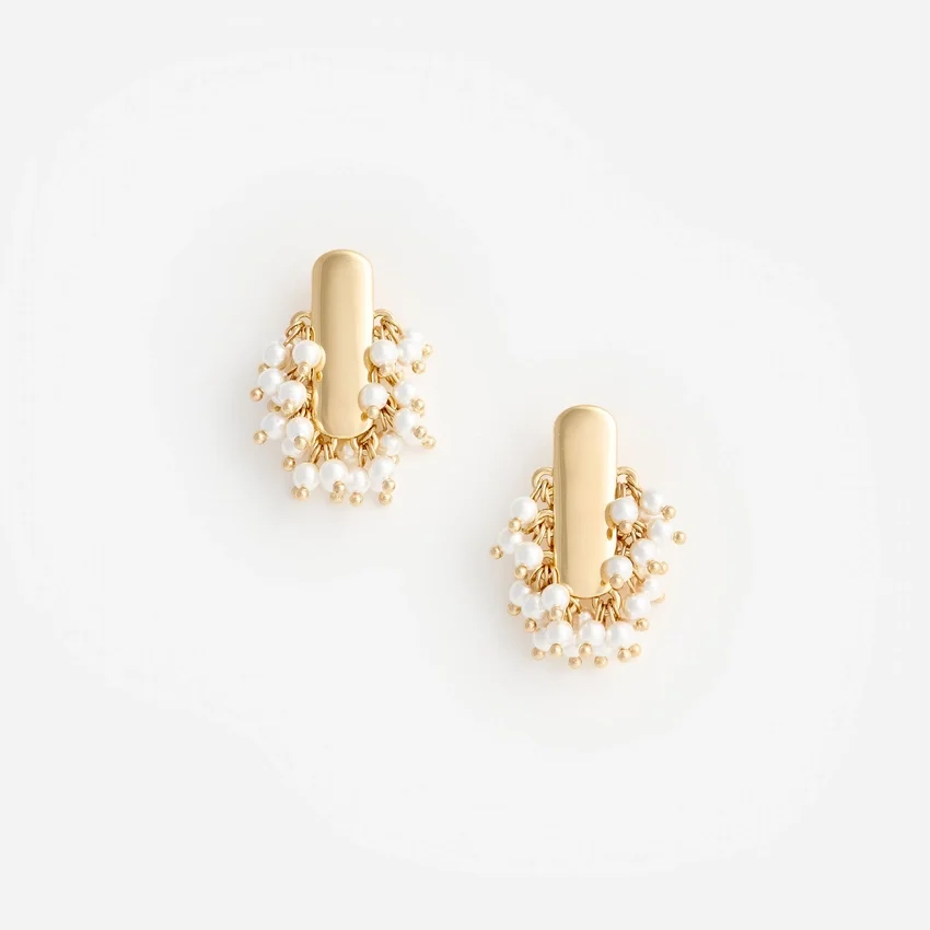 Gold Pearl Cluster Earrings Gold Pearl Cluster Earrings
