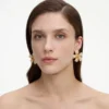 Gold Pearl Encrusted Flower Earrings