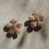 Gold Pearl Encrusted Flower Earrings