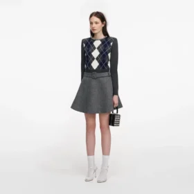 Grey Argyle Crystal Trim Jumper Grey Argyle Crystal Trim Jumper