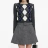 Grey Argyle Crystal Trim Jumper Grey Argyle Crystal Trim Jumper