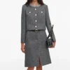 Grey Herringbone Crystal Trim Jacket Grey Herringbone Crystal Trim Jacket