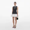 Grey Tailored Cotton Frill Mini Dress