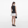 Grey Tailored Cotton Frill Mini Dress